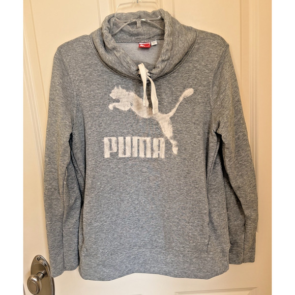 Puma Tops - Puma Sweatshirt Pullover Cowl Neck with Pockets Long Sleeve Women’s Size M Gray